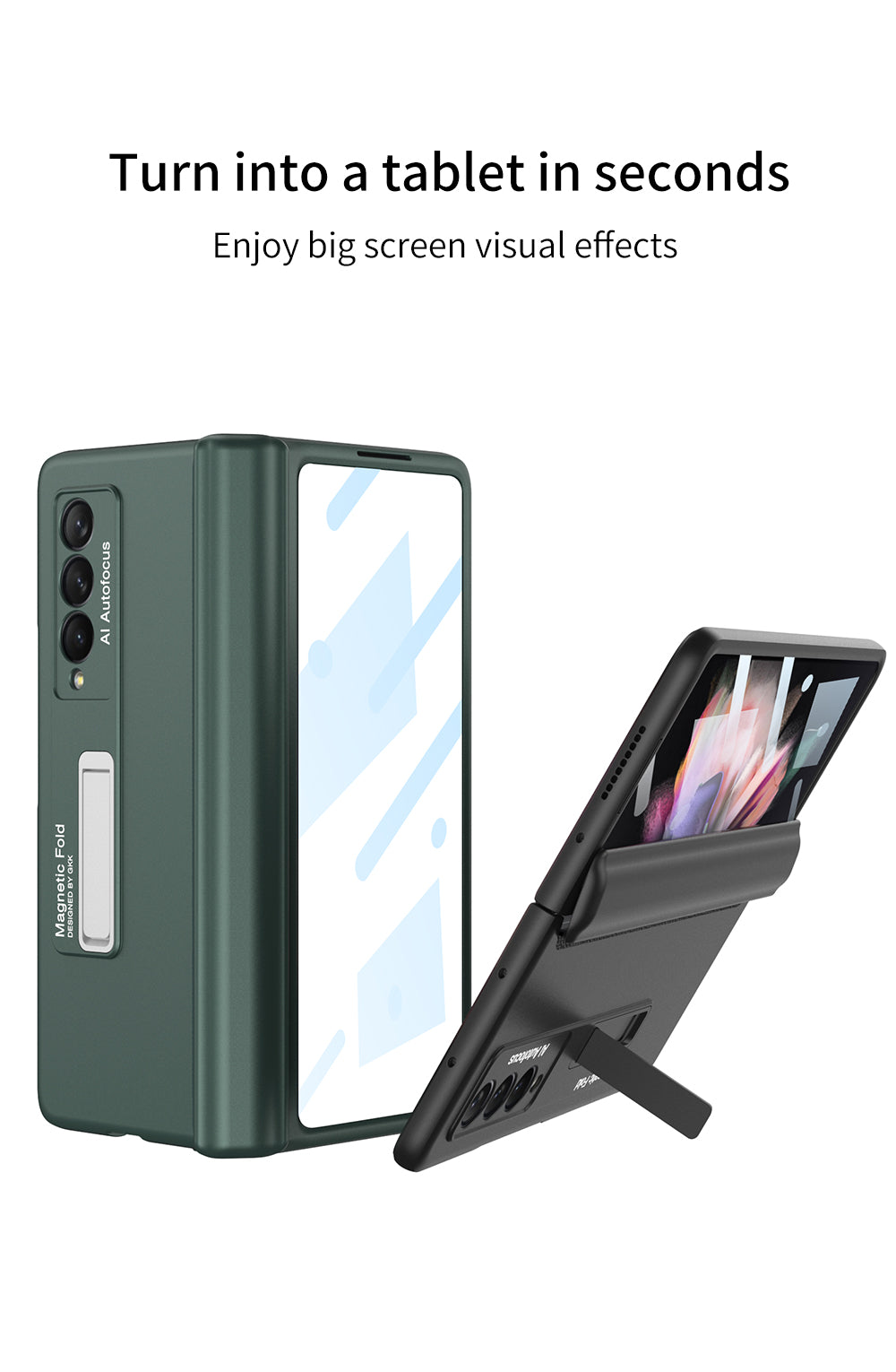 Magnetic Tempered Glass Stand Case For Samsung Galaxy Z Fold Flip 3 Bracket Stand Hard Phone Cover For Samsung Fold3