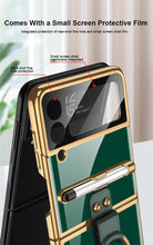 Charger l&#39;image dans la galerie, Luxury Plating Cover For Samsung Galaxy Z Flip 3 Case Back Protector Film With Ring Stand Hard Cover For Galaxy Z Flip3 Case
