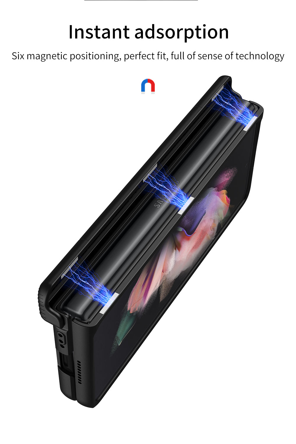 Heavy duty Armor Magnetic Hinge Cover For Samsung Galaxy Z Fold 3 5G Case Anti-knock Stand Cover For Galaxy Z Fold 3 Funda