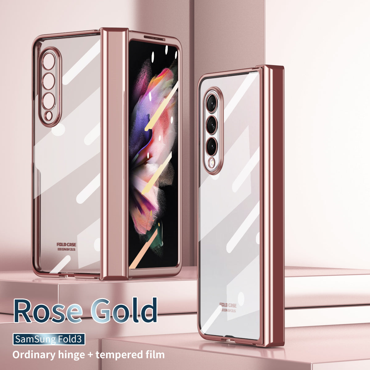 S Pen Fold Edition Case for Samsung Galaxy Z Fold 2 Z Fold 3 Pencil Slot Electroplating Clear Back Cover with Tempered Glass