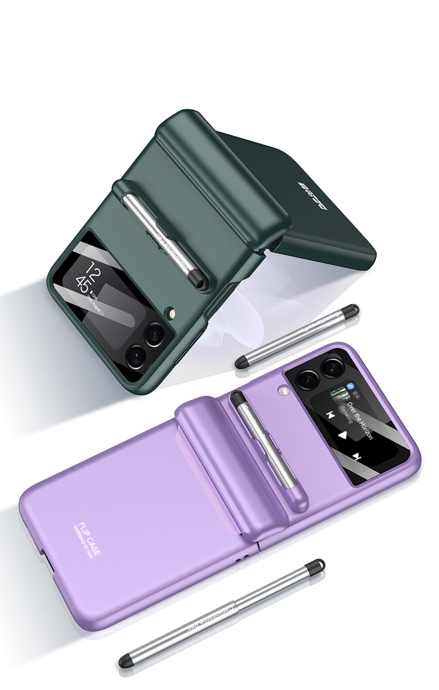 Magnetic hinge Slim Case For Samsung Galaxy Z Flip 3 5G With Capacitive Pen Slot Plastic Phone Cover For Galaxy Z Flip3 Case
