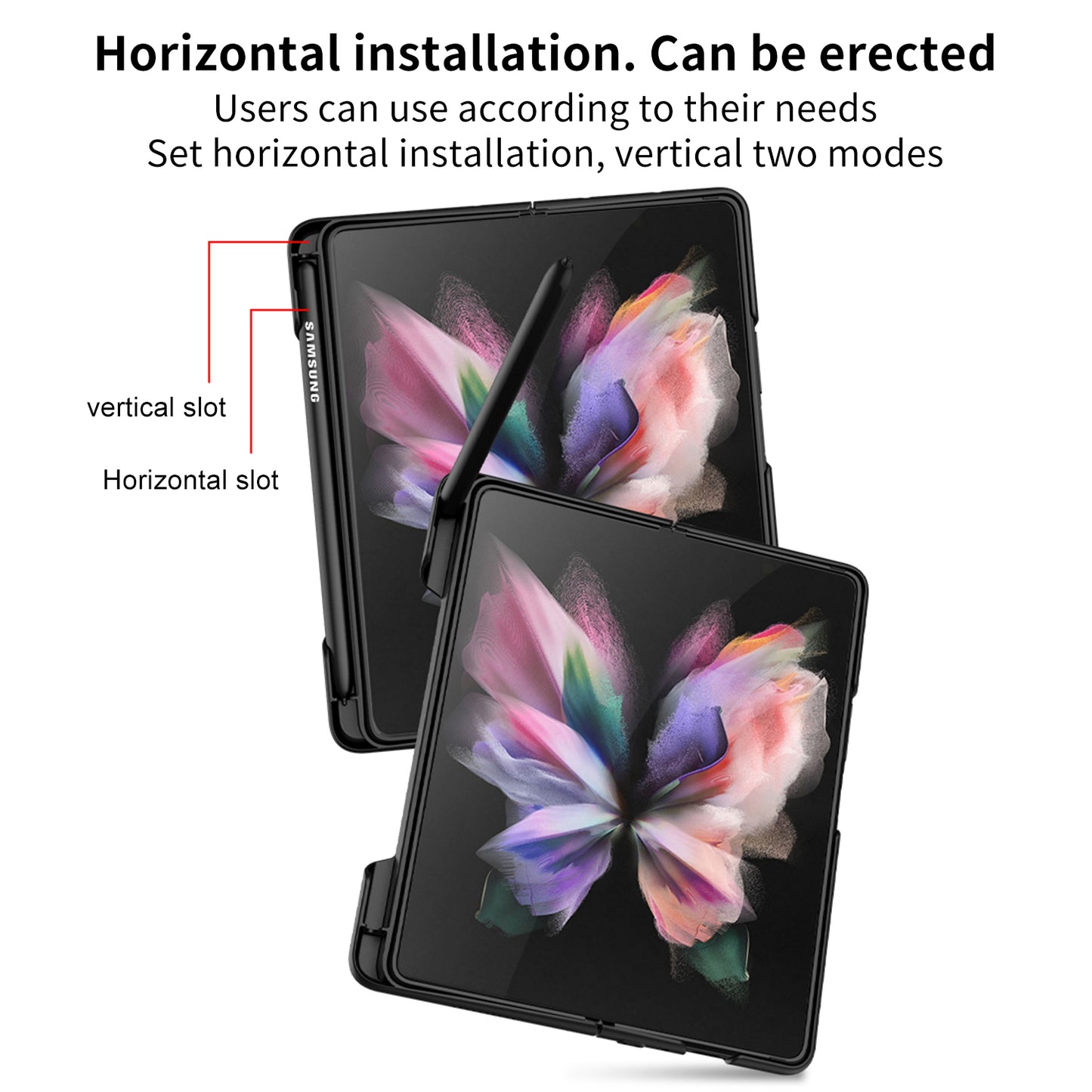 Ultra-thin Magnetic Stand Case For Samsung Galaxy Z Fold 3 5G With Edge Pen Slot Hard Phone Cover For Samsung Z Fold 3 Case