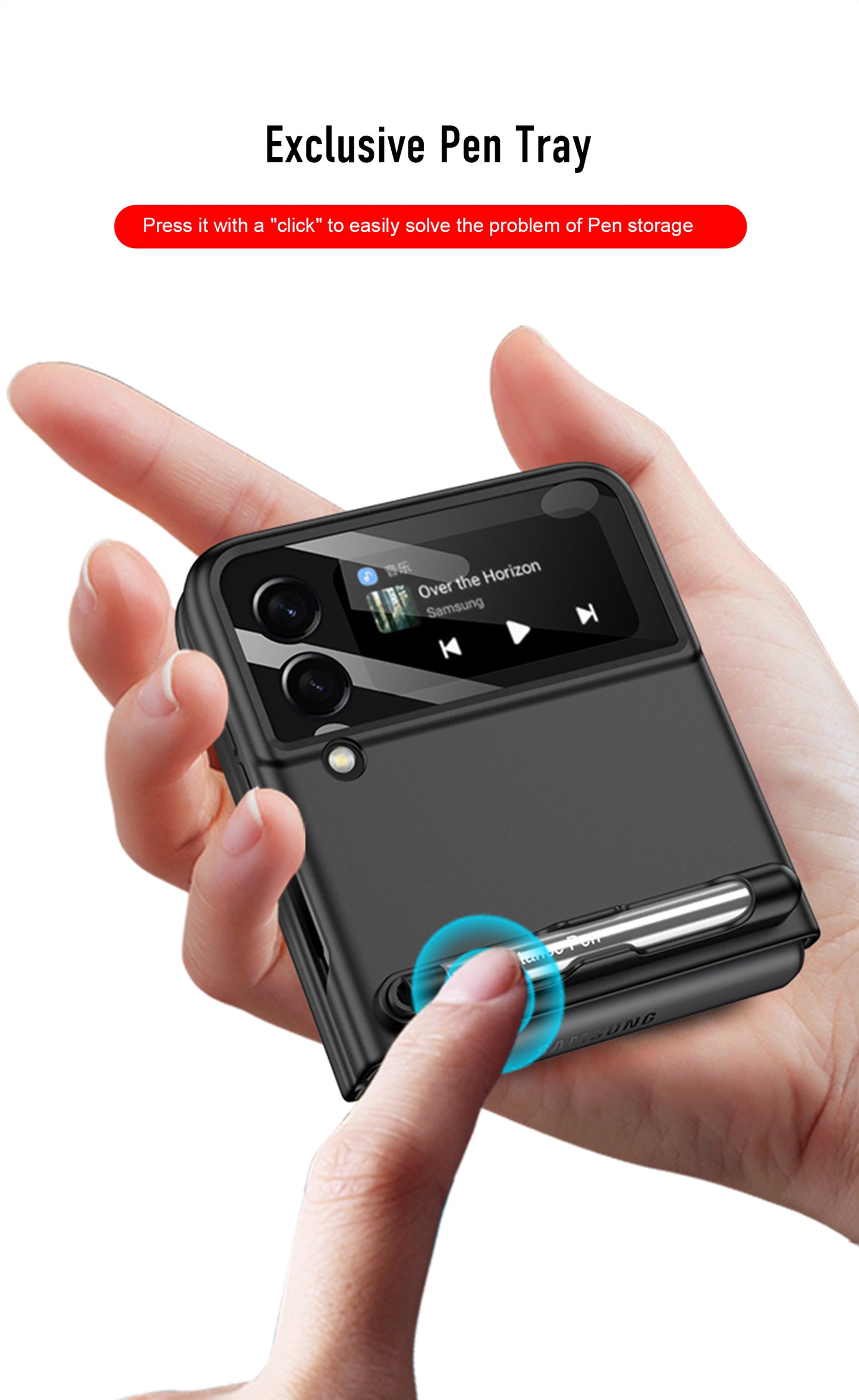 Ultra-thin With Capacitive Pen Plastic Case For Samsung Galaxy Z Flip 3 5G Screen Protector Hard Cover For Galaxy Flip3 Case