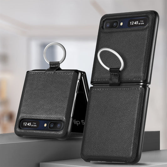 Shock Proof Finger Ring Leather Case for Samsung Galaxy Z Flip4 5G