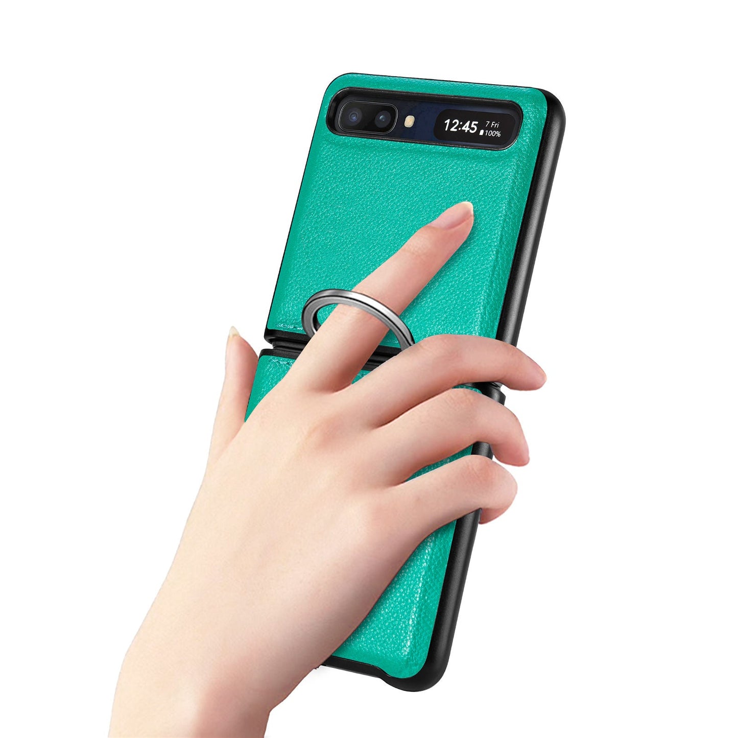 Shock Proof Finger Ring Leather Case for Samsung Galaxy Z Flip4 5G