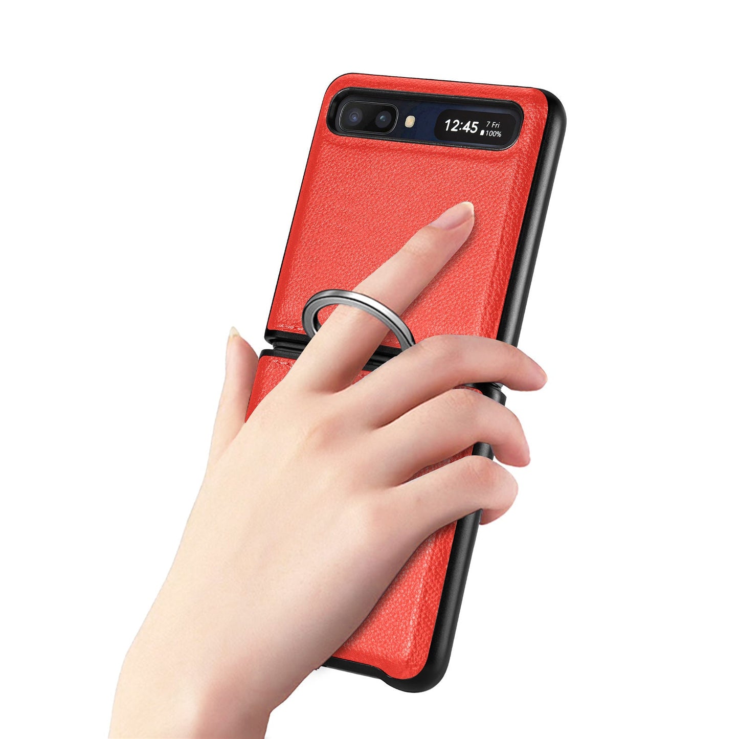 Shock Proof Finger Ring Leather Case for Samsung Galaxy Z Flip4 5G
