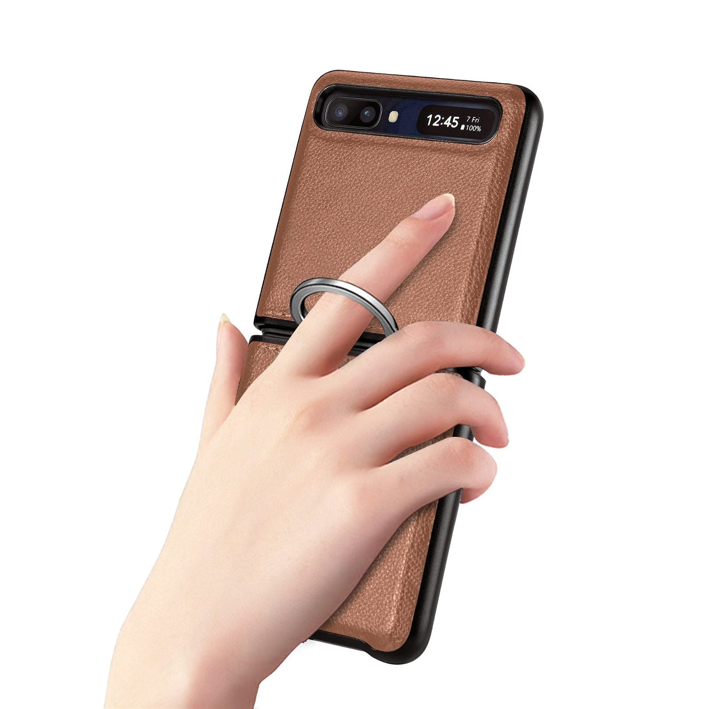 Shock Proof Finger Ring Leather Case for Samsung Galaxy Z Flip4 5G