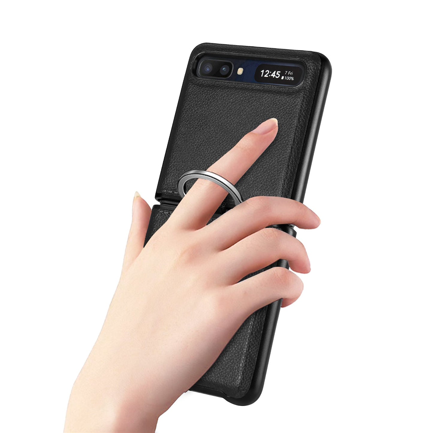 Shock Proof Finger Ring Leather Case for Samsung Galaxy Z Flip4 5G
