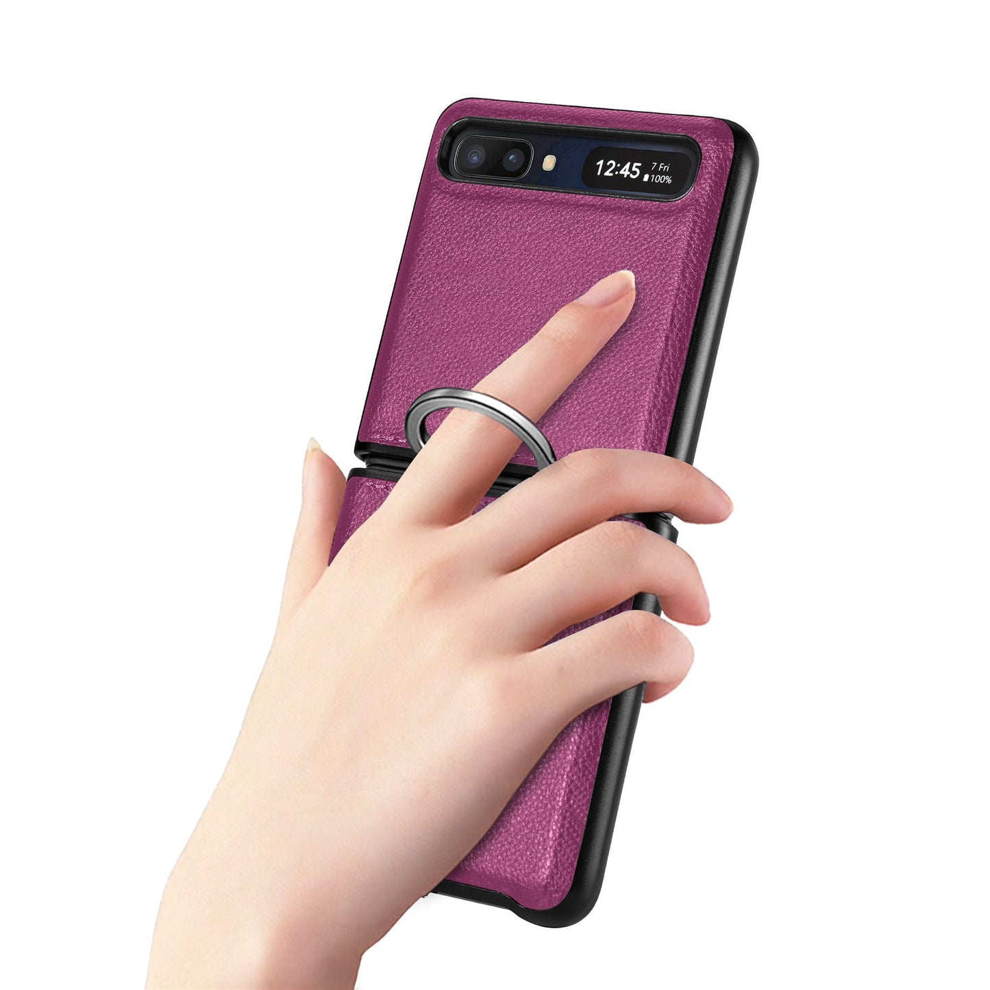 Shock Proof Finger Ring Leather Case for Samsung Galaxy Z Flip4 5G
