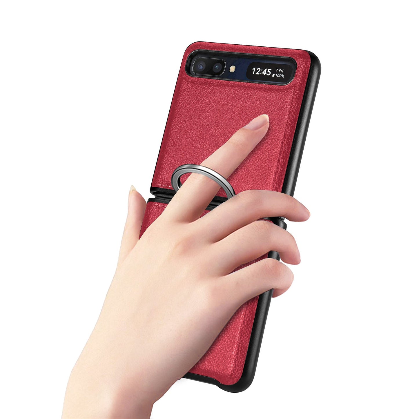 Shock Proof Finger Ring Leather Case for Samsung Galaxy Z Flip4 5G