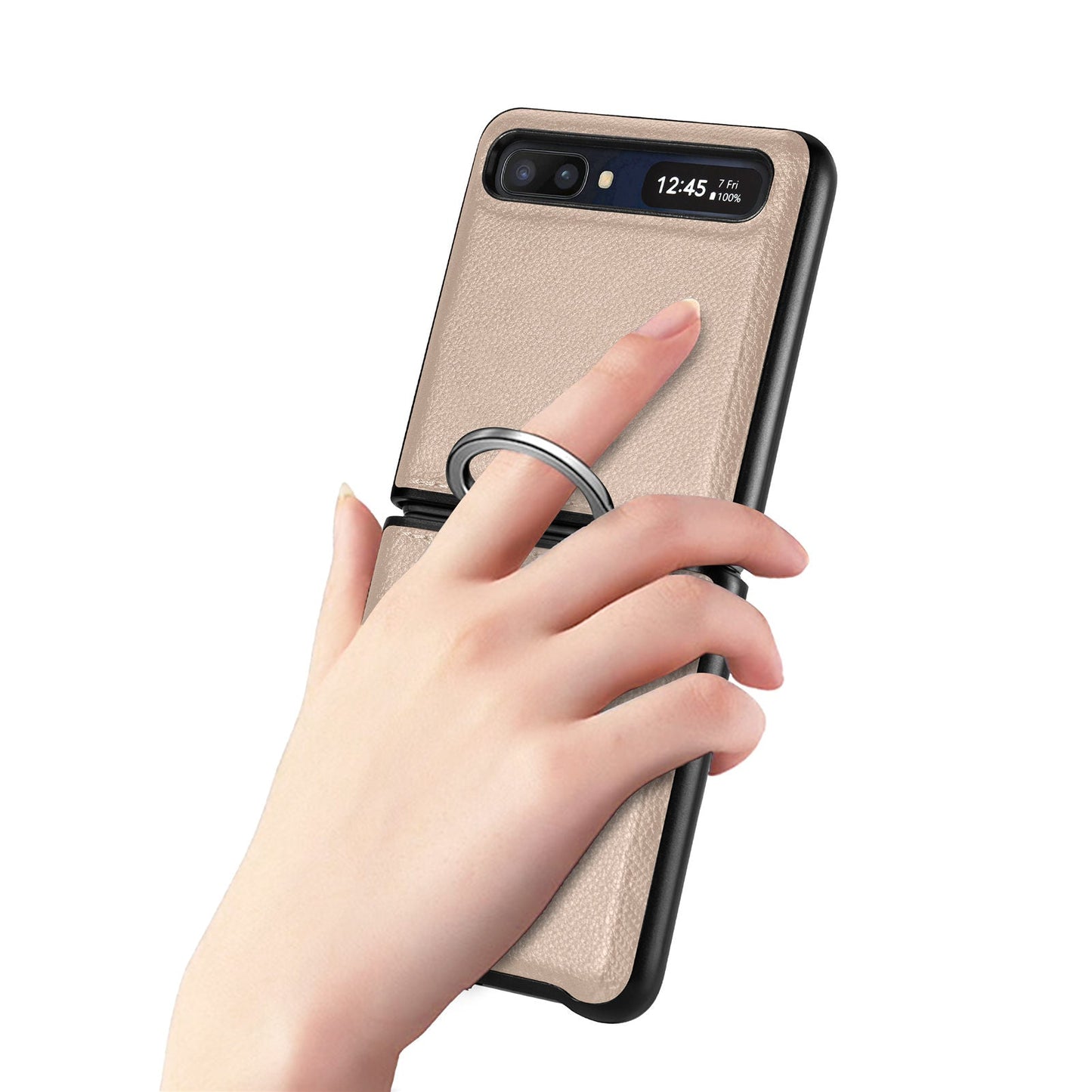 Shock Proof Finger Ring Leather Case for Samsung Galaxy Z Flip4 5G
