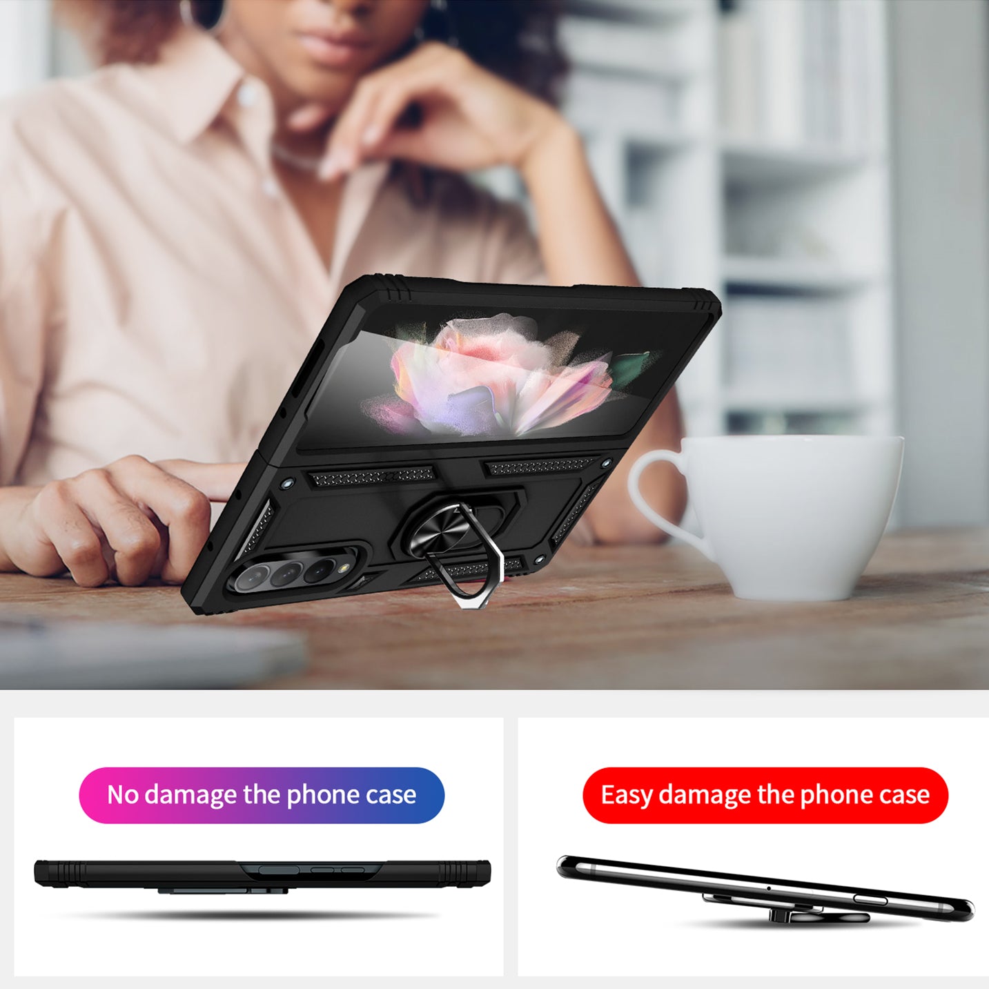 Shock Proof Stand Phone Case for Samsung Galaxy Z Fold 3 5G Fold 3 Cases