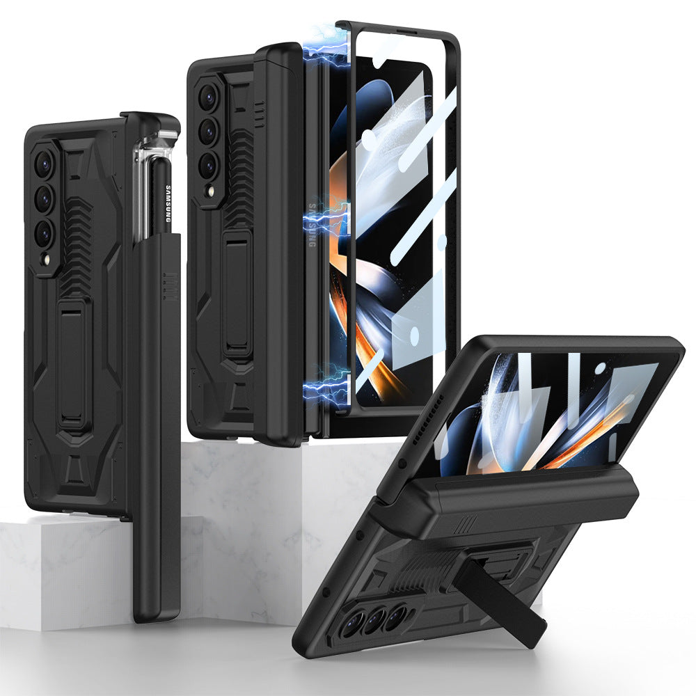 Shockproof Armor Case For Samsung Galaxy Z Fold4 5G Cover With Magnetic Hinge Slide Pen Slot & Film