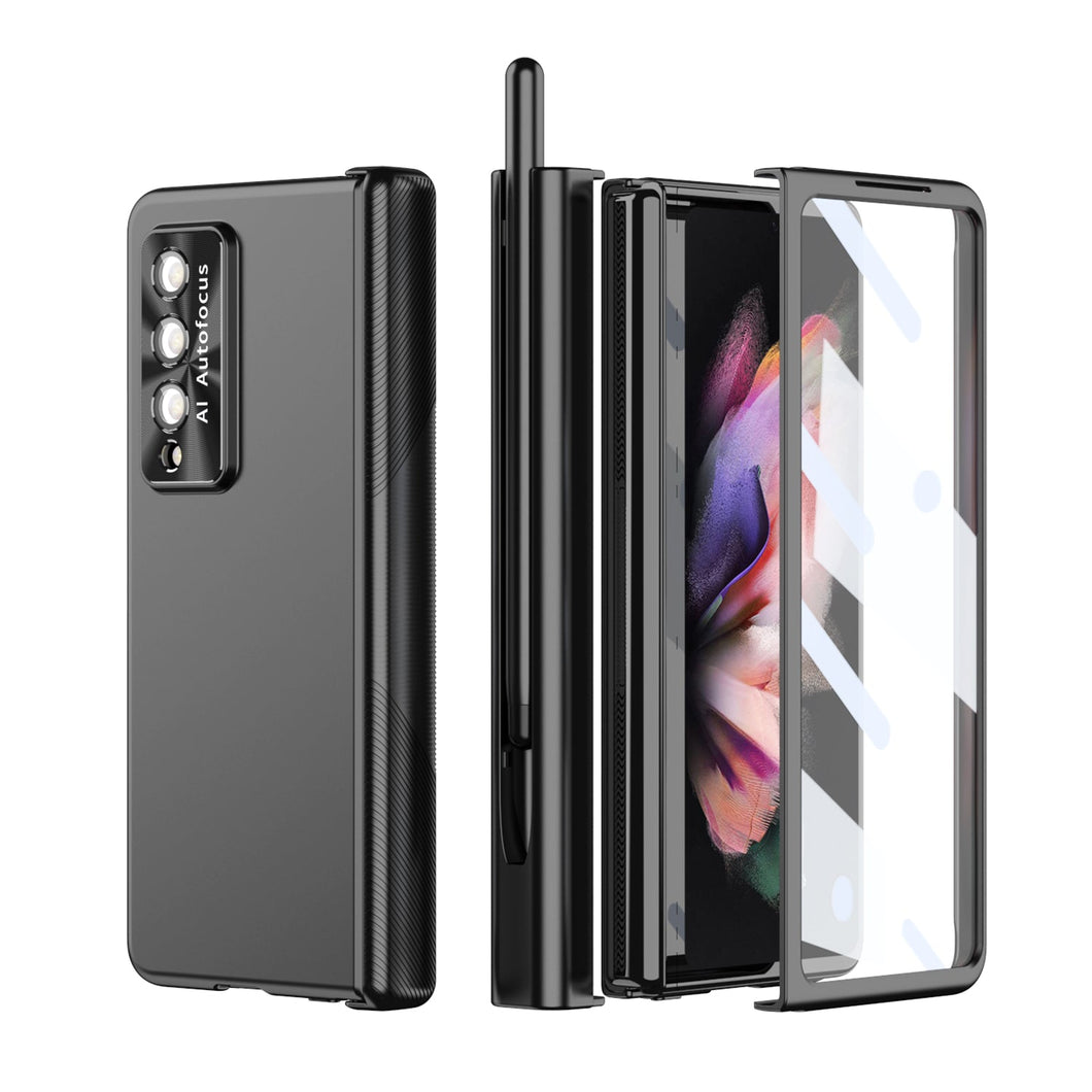 Double Hinges Electroplated Case for Samsung Galaxy Z Fold4 5G  with Stylus