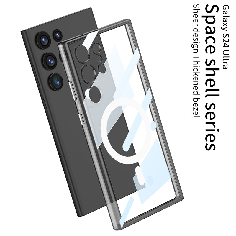 Transparent Space Shell Series Case With Magsafe Ring For Samsung S24Ultra S24Plus S24