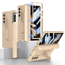 Cargar imagen en el visor de la galería, Magnetic Galaxy Z Fold4 5G Cover Folding Armor Case With Film &amp; Slide Pen Slot and Kickstand
