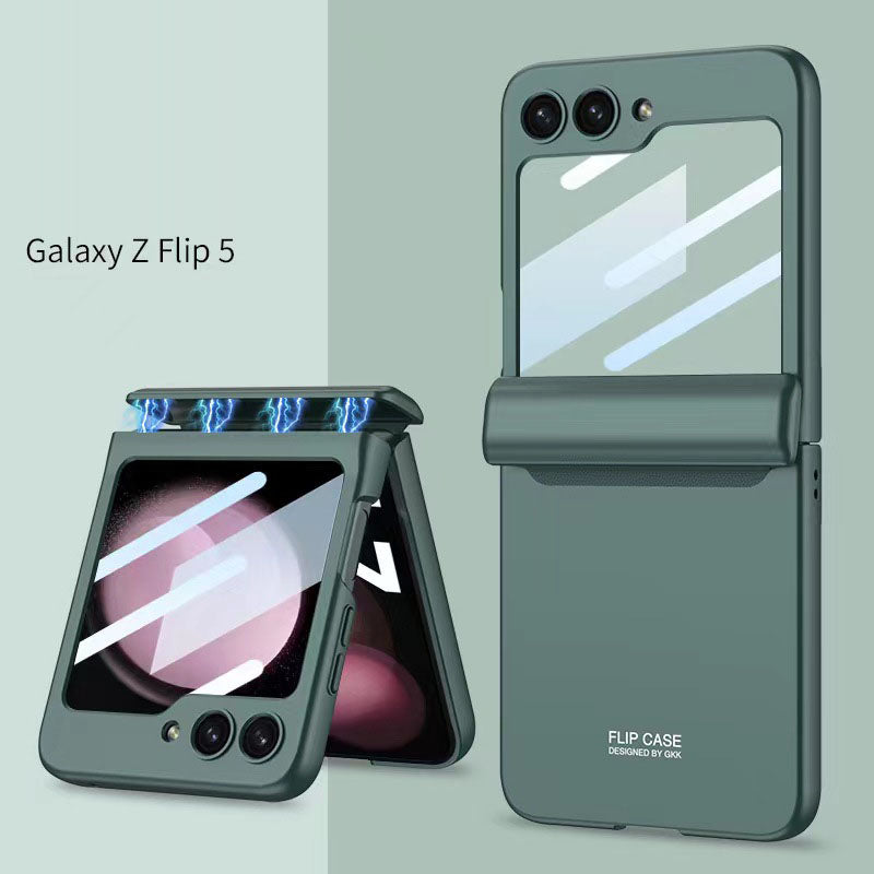 Magnetic Hinge Samsung Galaxy Z Flip5 Flip6 Full Coverage Phone Case with Front Screen Protector