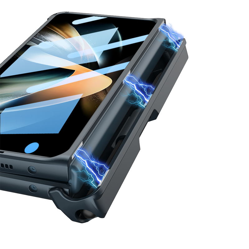 Hardcore Armor Case For Samsung Galaxy Z Fold4 5G With Push Pen Case Kickstand And Film Protector
