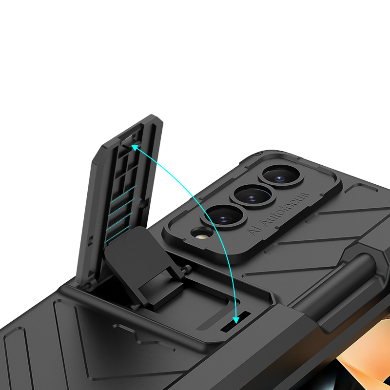 Hardcore Armor Case For Samsung Galaxy Z Fold4 5G With Push Pen Case Kickstand And Film Protector