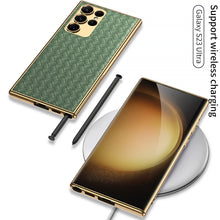 Cargar imagen en el visor de la galería, Weaved Pattern Electroplated Leather Case For Samsung Galaxy S23 S23 Plus S23 Ultra
