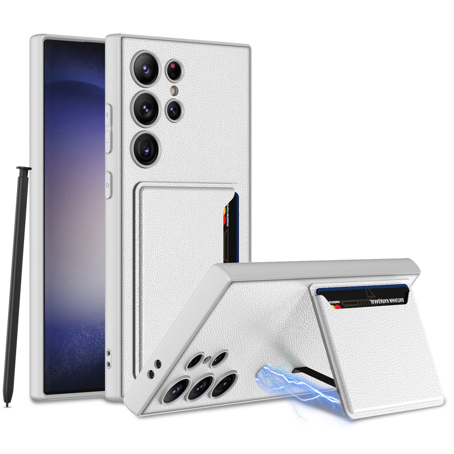 Plain Pickup Card Holder Magnetic Case For Samsung S24U S24Plus S24