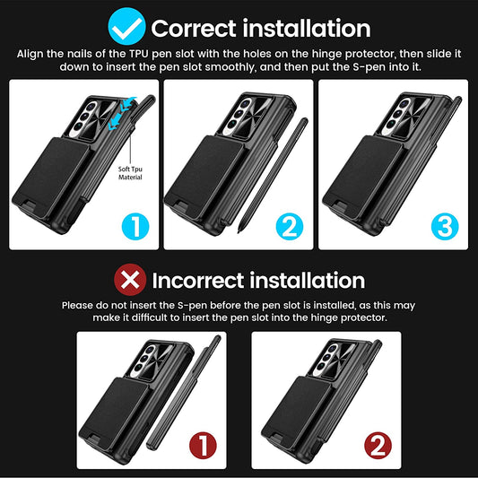 Magnetic Cardholder Electroplated Case For Samsung Galaxy Z Fold4 5G W23 With Front Film & S Pen Slot