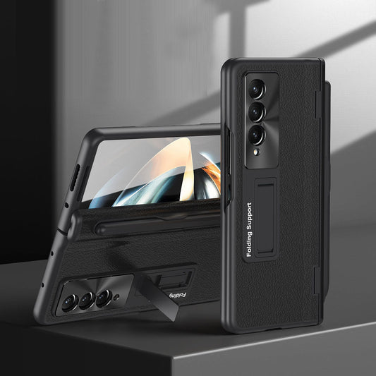 Luxury Leather Samsung Galaxy Z Fold5 Fold4 Fold3 Case with Screen Protector/Stand/Pen slot