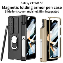 Load image into Gallery viewer, Magnetic Folding Armor Pen Slot Case For Samsung Galaxy Z Fold4 5G With Front Film and Kickstand
