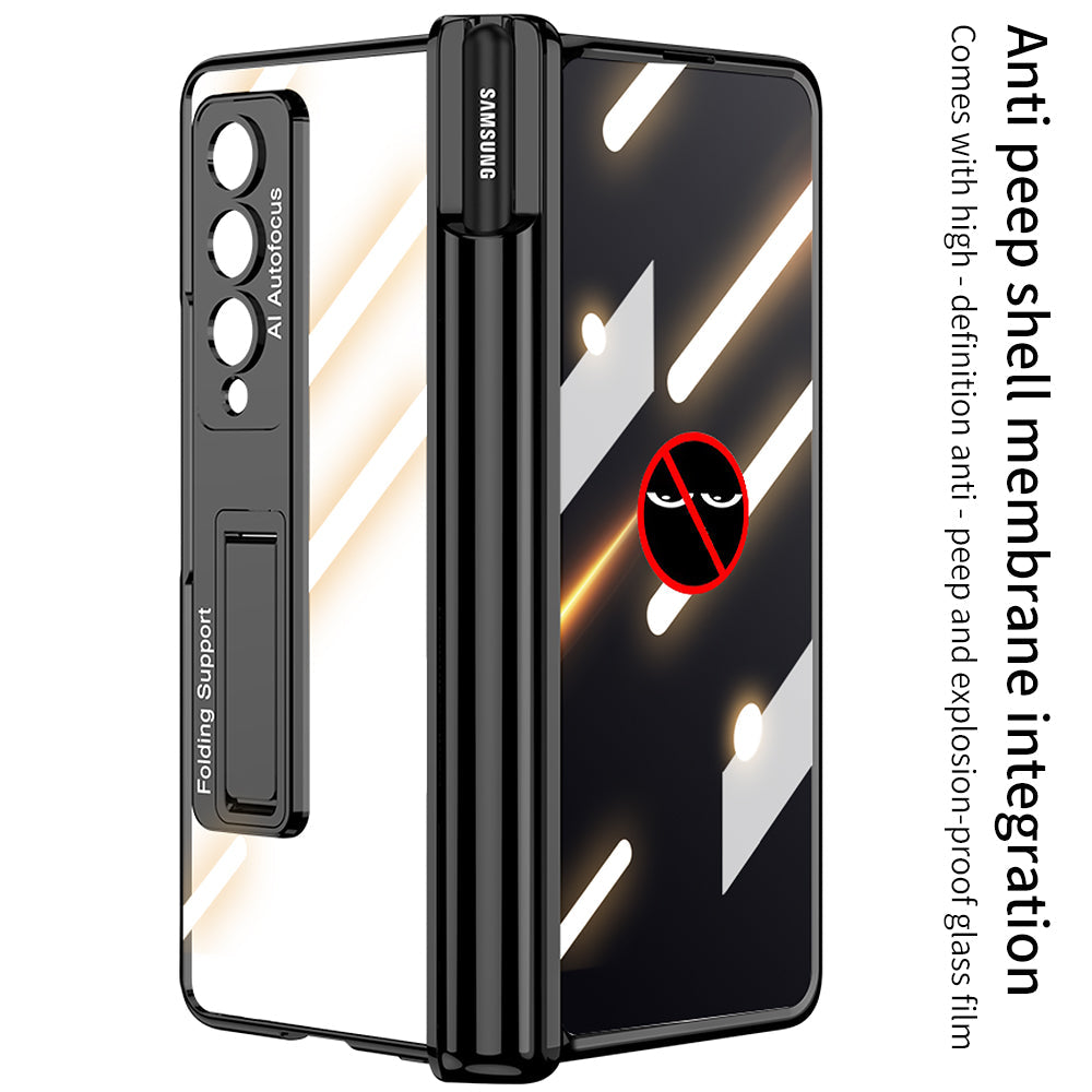 Galaxy Z Fold4 Magnetic Pen Holder Folding Bracket Shell Case With Film Integration And Folding Support
