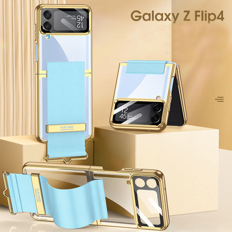 Electroplated Samsung Galaxy Z Flip4 5G  Hard Cover with Strap