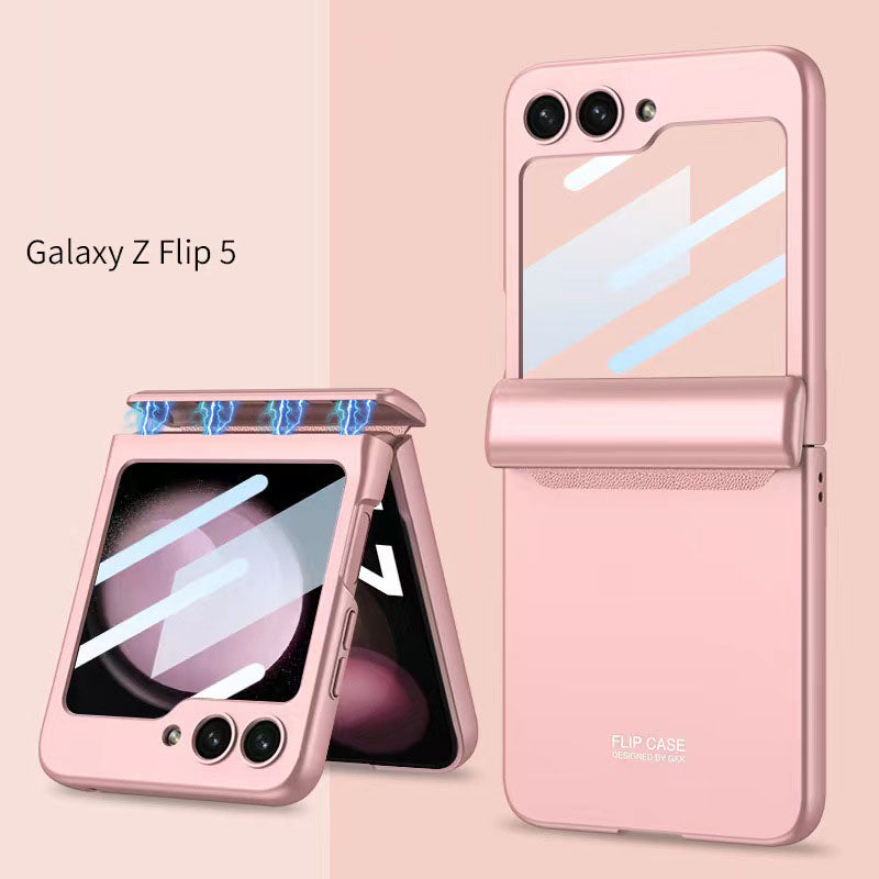 Magnetic Hinge Samsung Galaxy Z Flip5 Flip6 Full Coverage Phone Case with Front Screen Protector