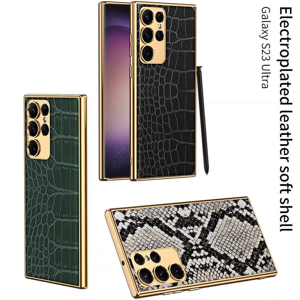 Electroplated Leather Soft Shell Samsung Galaxy S23 S23 Plus S23 Ultra Case