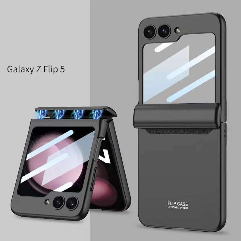 Magnetic Hinge Samsung Galaxy Z Flip5 Flip6 Full Coverage Phone Case with Front Screen Protector