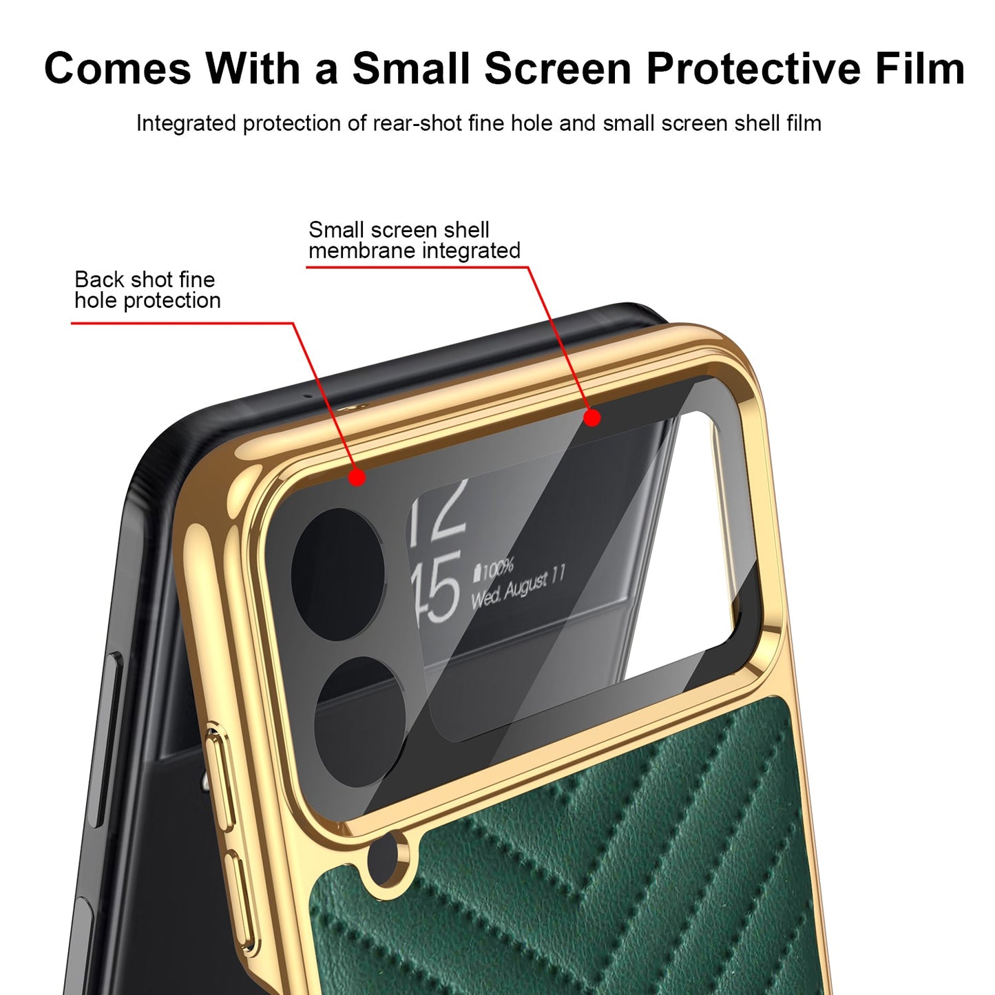 Luxury Electroplated Soft Case For Galaxy Z Flip4 5G With Back Glass And Ring Holder Standard