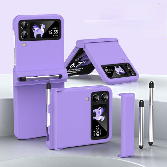Macaron Hinged All-Inclusive Drop-Proof Cover with Stylus for Samsung Galaxy Z Flip4 5G 