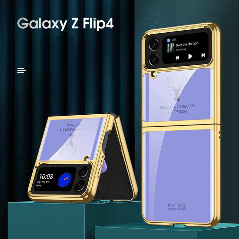 Luxury Electroplating Deer Glass Case For Samsung Galaxy Z Flip4 5G