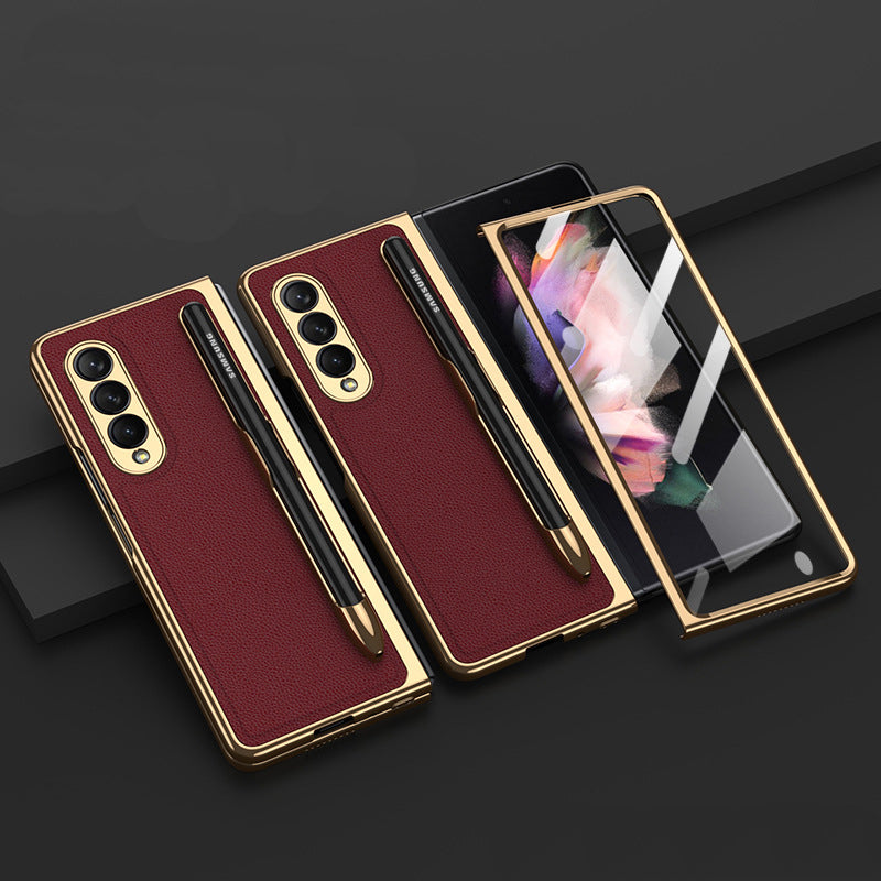 Electroplating Galaxy Z Fold4 Case With Film Protector and S Pen Slot