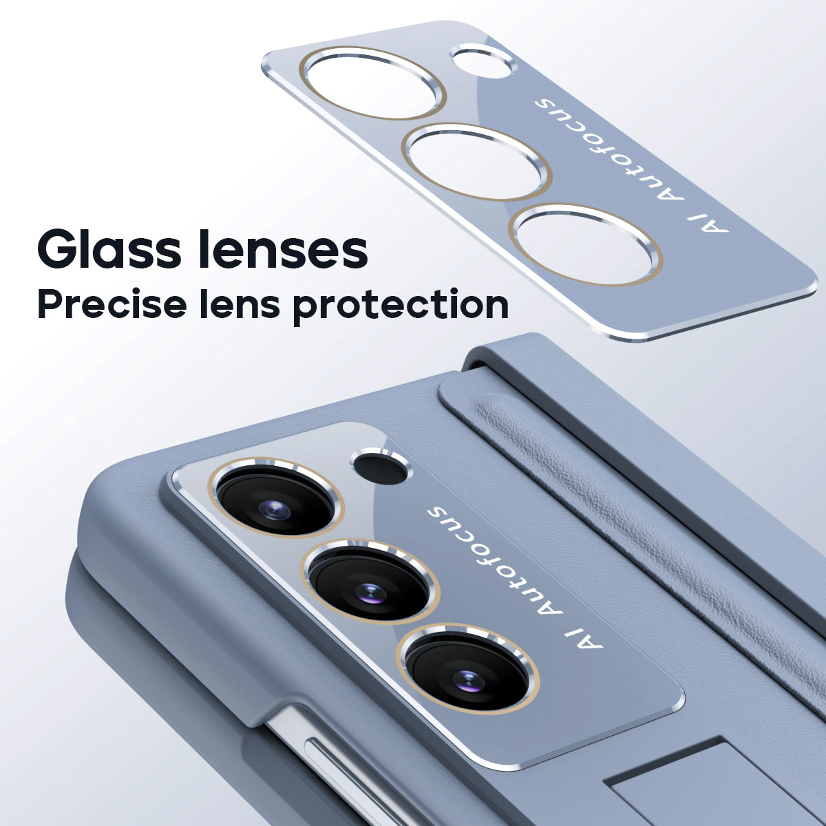 Leather Hinge Protector Samsung  Galaxy Z Fold5 Case With Self-tempered Glass Film