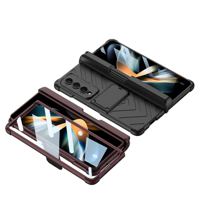 Hardcore Armor Case For Samsung Galaxy Z Fold4 5G With Push Pen Case Kickstand And Film Protector