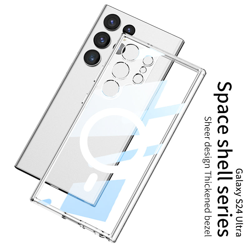 Transparent Space Shell Series Case With Magsafe Ring For Samsung S24Ultra S24Plus S24
