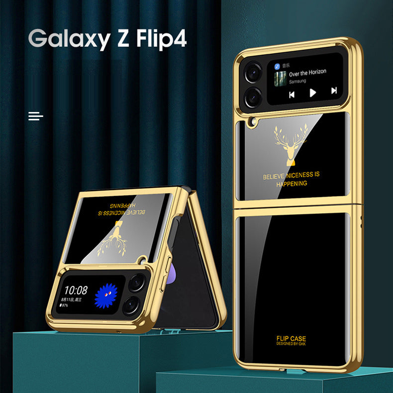 Luxury Electroplating Deer Glass Case For Samsung Galaxy Z Flip4 5G