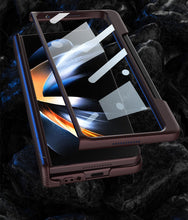 Cargar imagen en el visor de la galería, Side Pen Slot Hinge Flip Cover for Samsung Galaxy Z Fold4 5G Magnetic Case with Screen Protector
