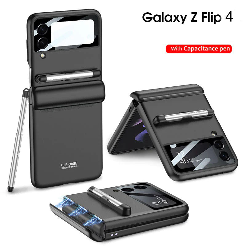 Magnetic Hinge Full Protection Galaxy Flip4 5G Case With Capacitive Pen