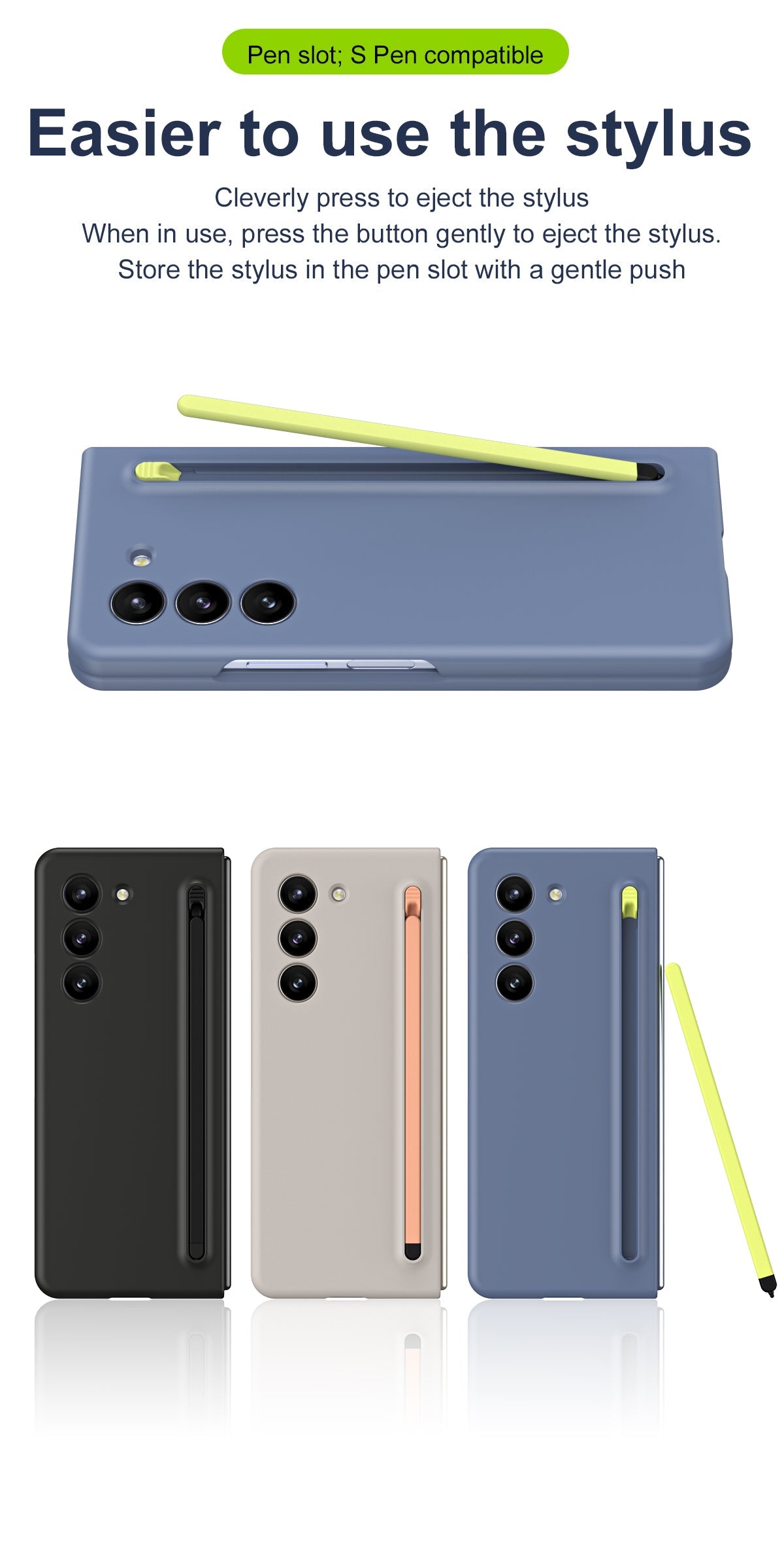 Anti-fingerprint Samsung Galaxy Z Fold4 Fold5 Case With S Pen Slot