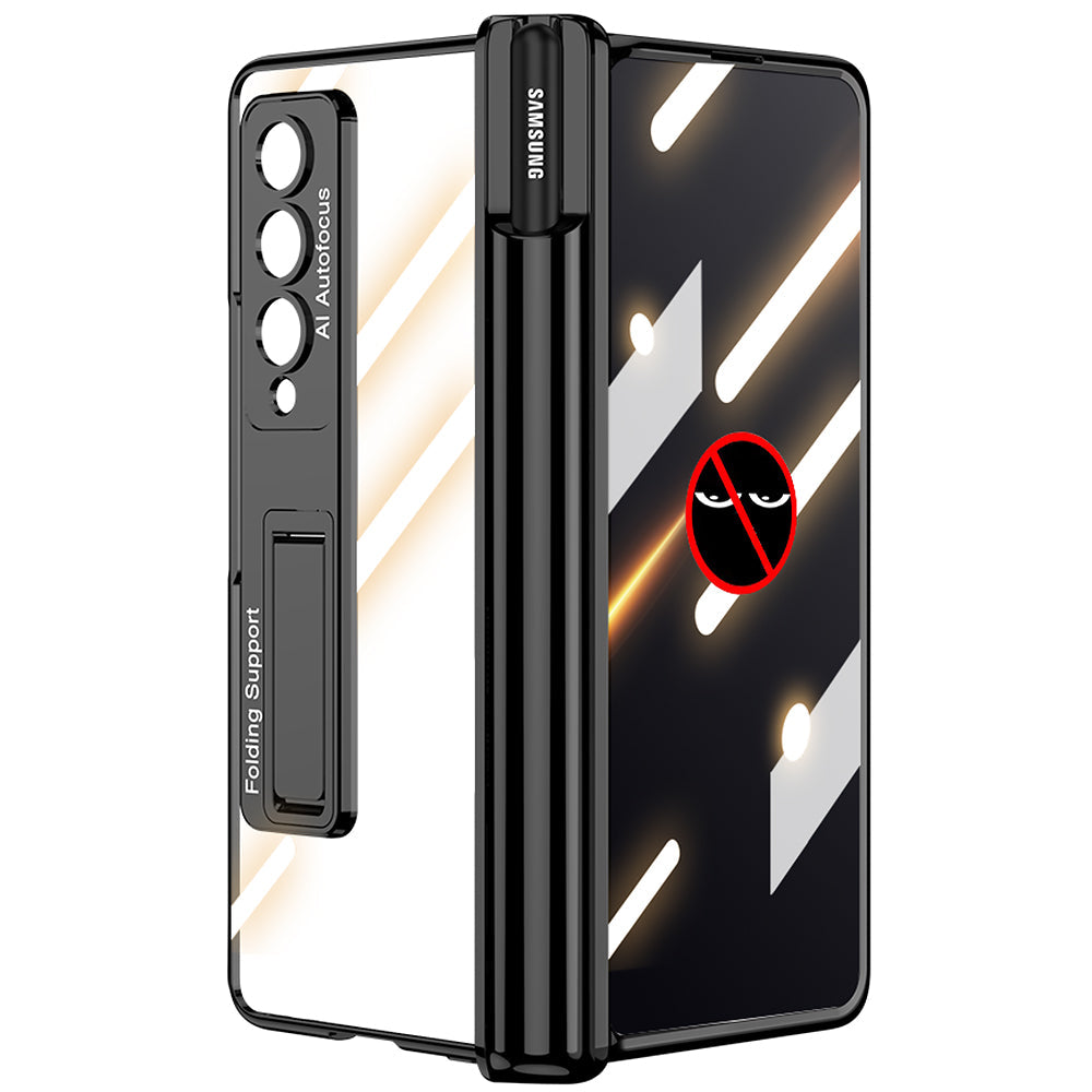 Galaxy Z Fold4 Magnetic Pen Holder Folding Bracket Shell Case With Film Integration And Folding Support