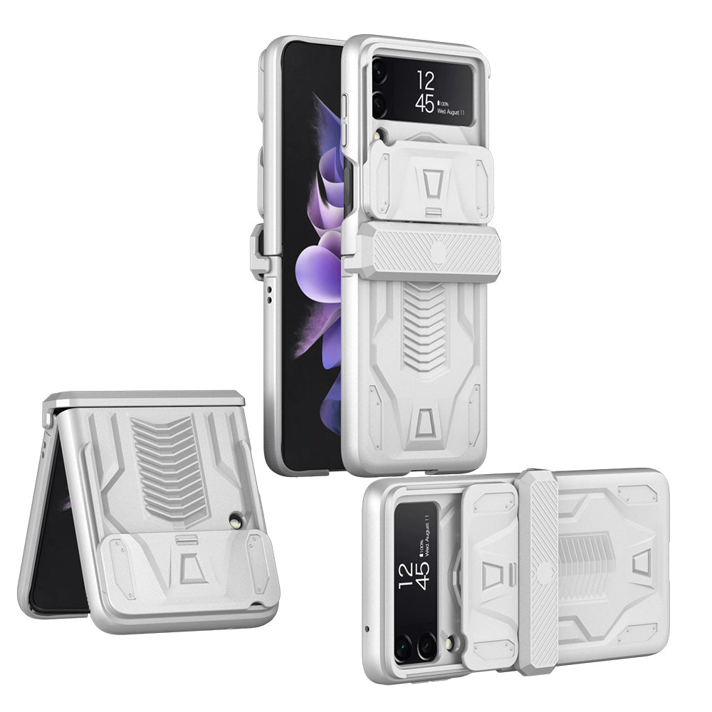 Magnetic Hinge Hard Armor Case For Samsung Galaxy Z Flip4 5G With Slide Lens Cover