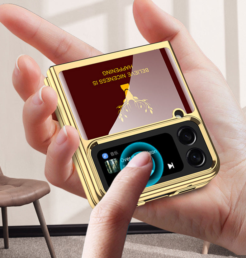 Luxury Electroplating Deer Glass Case For Samsung Galaxy Z Flip4 5G