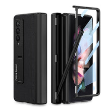 Cargar imagen en el visor de la galería, NEWEST Magnetic Folding Full Wrap Protective Pen Case With Back Screen Glass Hinge Holder Leather Phone Cover For Samsung Galaxy Z Fold 3 5G Samsung Galaxy Z Fold 3 Case
