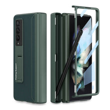 Carregar imagem no visualizador da galeria, NEWEST Magnetic Folding Full Wrap Protective Pen Case With Back Screen Glass Hinge Holder Leather Phone Cover For Samsung Galaxy Z Fold 3 5G Samsung Galaxy Z Fold 3 Case
