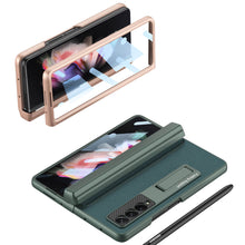 Carregar imagem no visualizador da galeria, NEWEST Magnetic Folding Full Wrap Protective Pen Case With Back Screen Glass Hinge Holder Leather Phone Cover For Samsung Galaxy Z Fold 3 5G Samsung Galaxy Z Fold 3 Case
